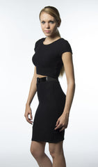 black ribbed skirt with crop top