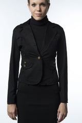 black cotton jacket with corset back tie