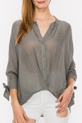 Grey High Low Blouse