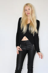 Leather Look Coated Cotton Pants-187