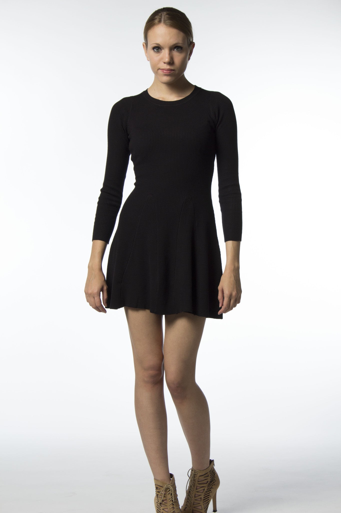Ribbed Knit Fit and Flair Skater Sweater Dress in Black | Womens Clothing and Fashion | Posh Box Clothing Ribbed Knit Fit and Flair Skater Sweater Dress in Black | Womens Clothing and Fashion | Posh Box Clothing