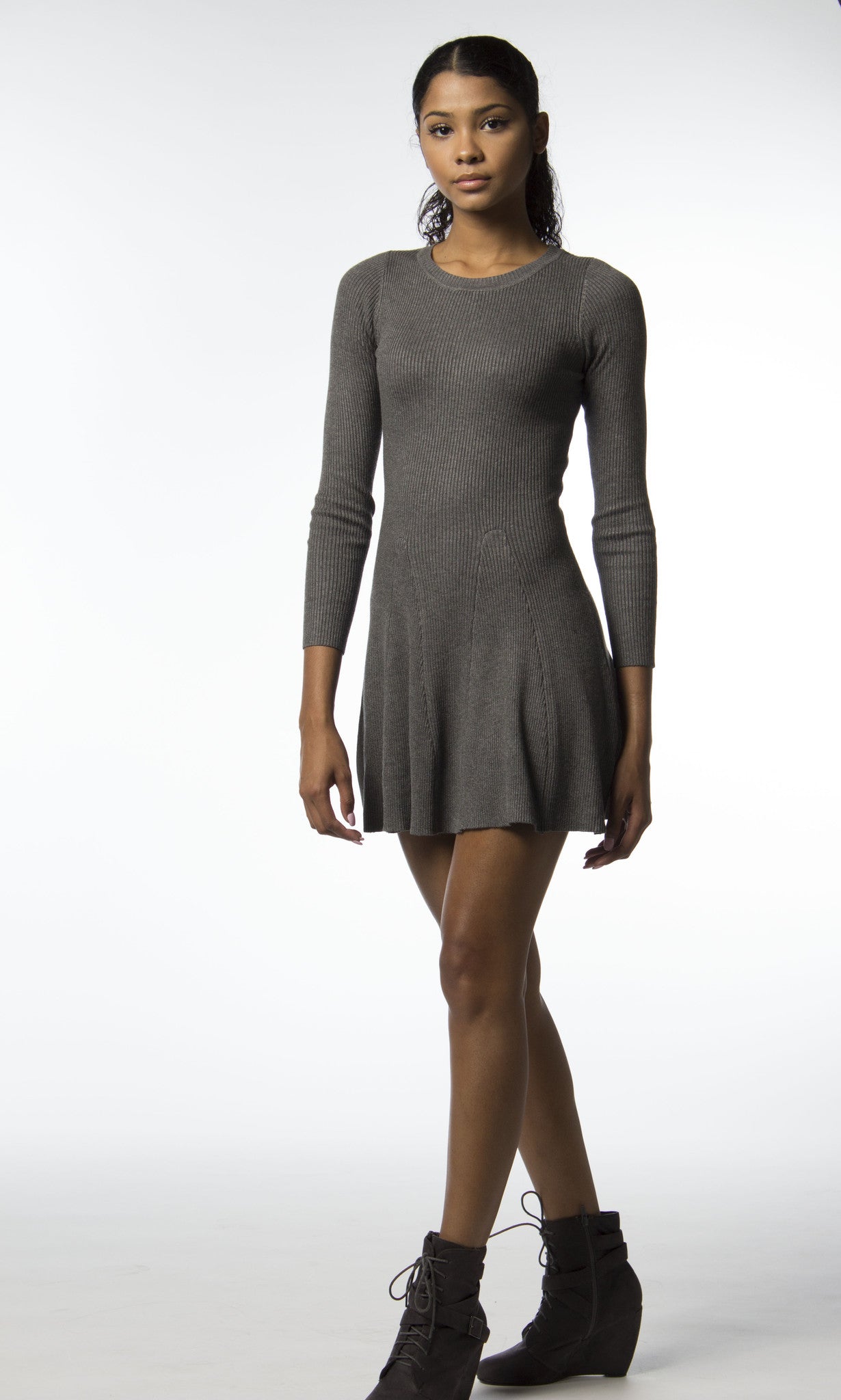grey sweater dress with flare