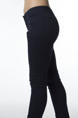 Navy blue cotton pants with silver grommets