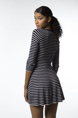 navy and grey stripe dress