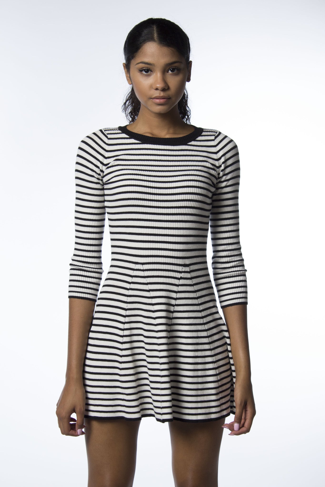 Stripe Skater Sweater Dress, Womens Clothing and Fashion