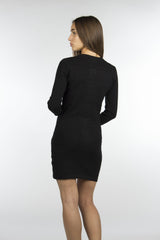 black sexy wool zipper dress