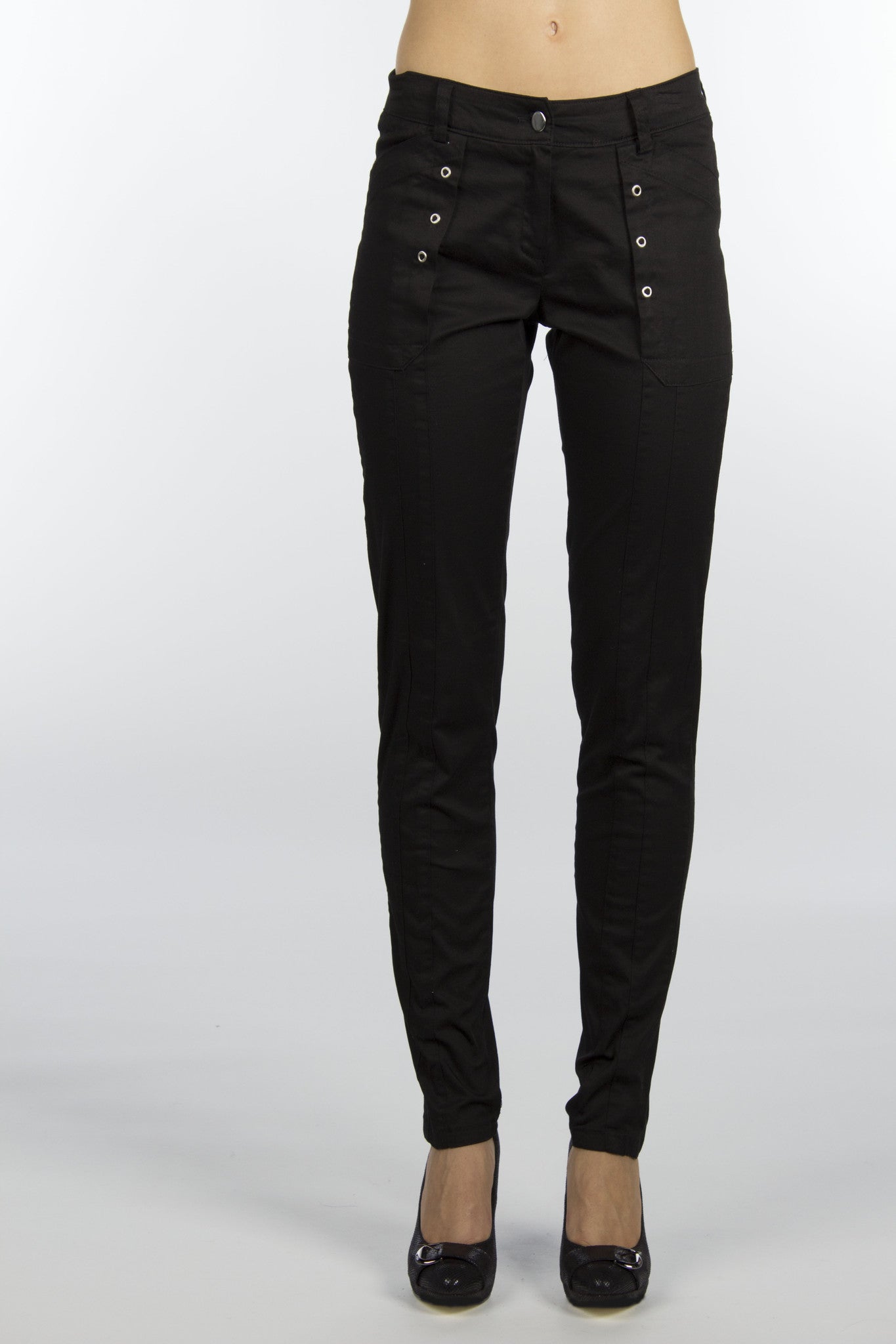 black cotton grommet pants