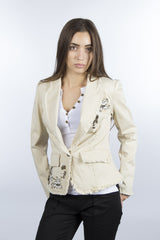 Beige floral embroidered jacket