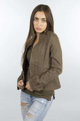 Olive jacket with studs