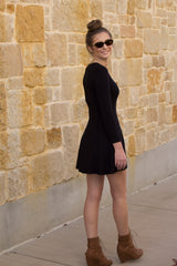 Black Fit and Flare Skater Sweater Dress-333